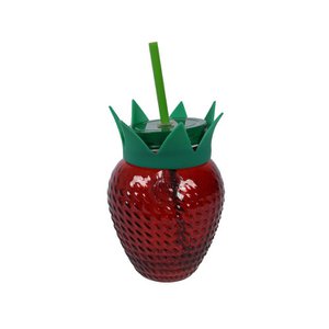 Drinking glass Strawberry with straw glass 450ml