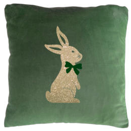 Samtkissen Osterhase mit Schleife