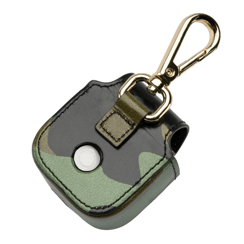 AIRPODS CASE CAMOUFLAGE GROEN MET KARABIJNHAAK
