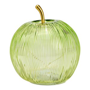 Decorative apple with 15 LED/timer made of glass, green (W/H/D) 16x17x16cm