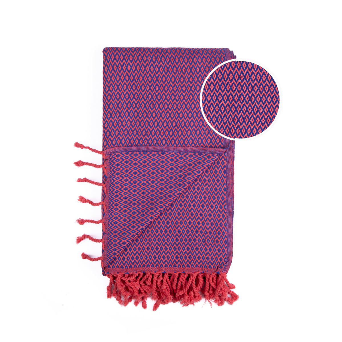 SAMOS Cotton Hammam Beach & Sauna Towel – Compact – Fuchsia / Blue - 180x100 cm