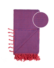 SAMOS Cotton Hammam Beach & Sauna Towel – Compact – Fuchsia / Blue - 180x100 cm