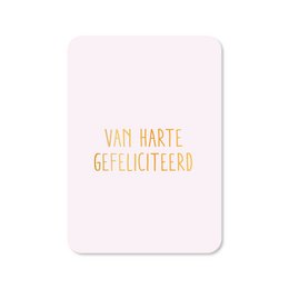 Kaart Van harte gefeliciteerd lila (met goudfolie)