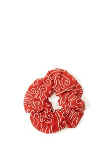 Red Abstract Print Scrunchie
