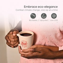 Ecofy Earth-Friendly Love You-krus til kaffe | Par gaver | Jubilæumsgave til par Special | Sæt med 1 | 300 ml | Kaffekrus | Lavet med risskaller| Sand Castle TUV Certificeret