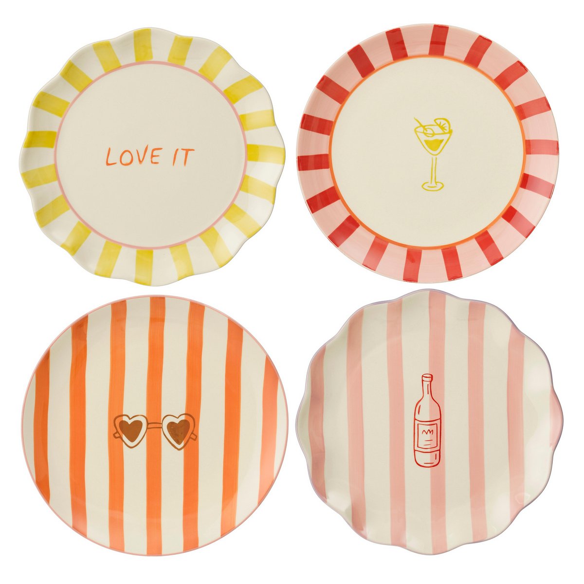 Mag dinner plate yellow pink orange red 4 assorted