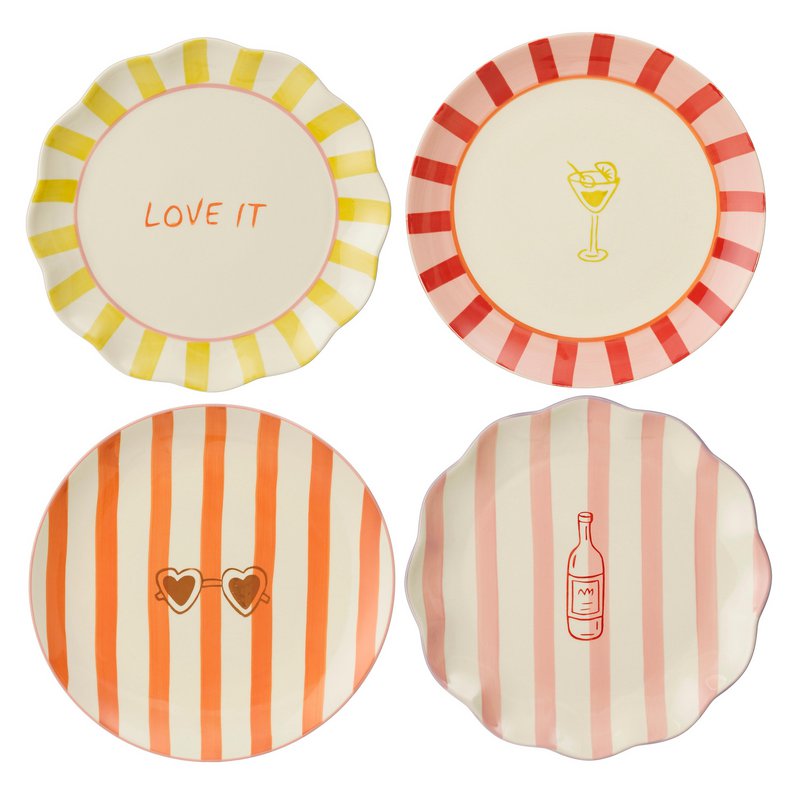 Mag dinner plate yellow pink orange red 4 assorted