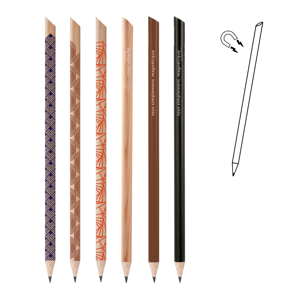 Display fuld af 120 magnetiske blyanter - naturlig & grafisk + gratis display