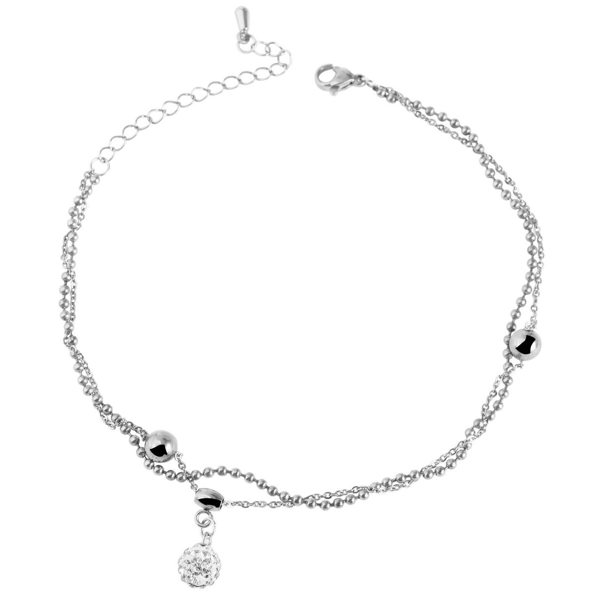 "Dan", anchor/ball anklet, stainless steel, ball pendant, Simili, 24 + 5 cm