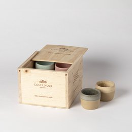 Boîte-cadeau 8 tasses expresso arenito multi-colorants