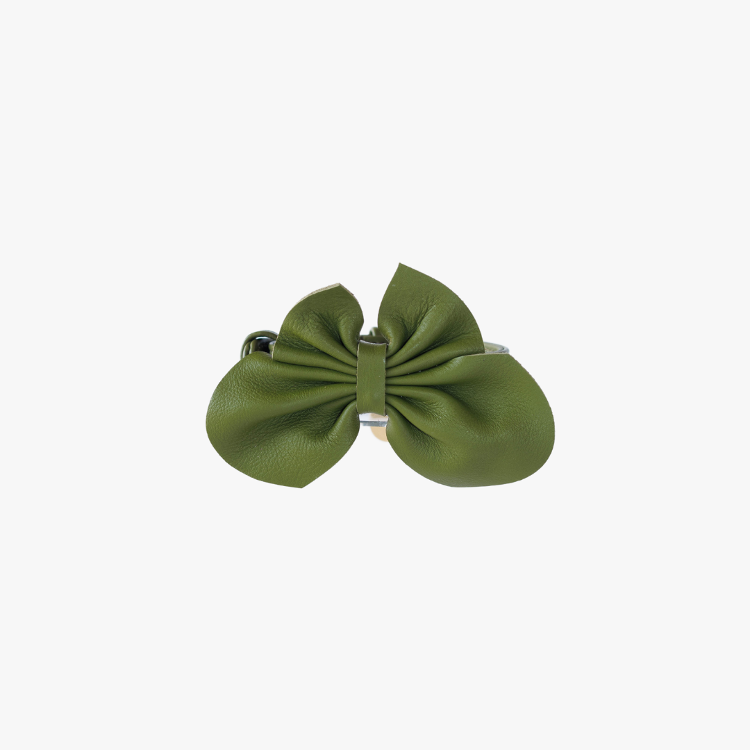 Pajarita de Cuero de Lujo para Perros - Verde