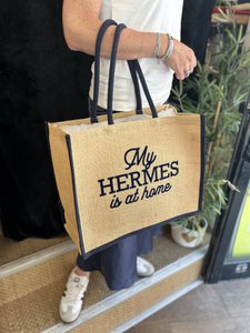 Cabas en Toile de Jute "My Chanel/Hermes is thuis"