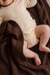 Coperta per neonati in lana / Coperta per bambini lavorata a maglia - Lana Merino - Bruna
