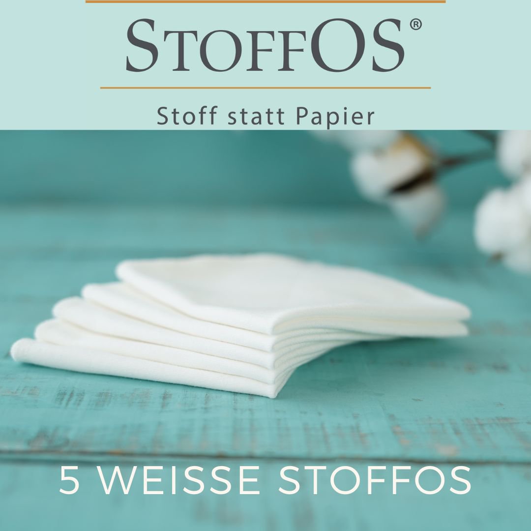 Stoffen zakdoeken, wit, StoffOS verpakkingsmotief PUR of COTTON BRANCH