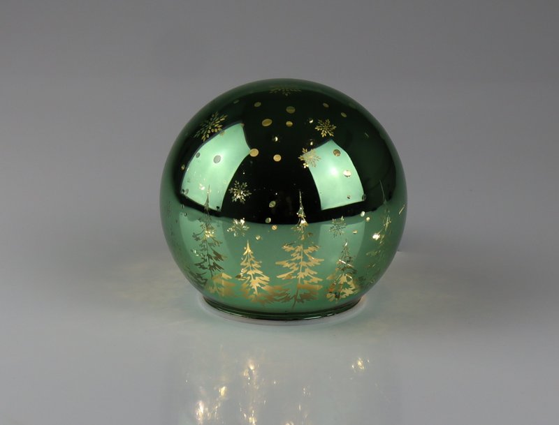 LED Kugel grün Wald Glas 10*9cm VE:6