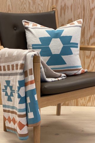 Ane Pillow-Cover Blue, Soft Jacquard Knitted Cotton