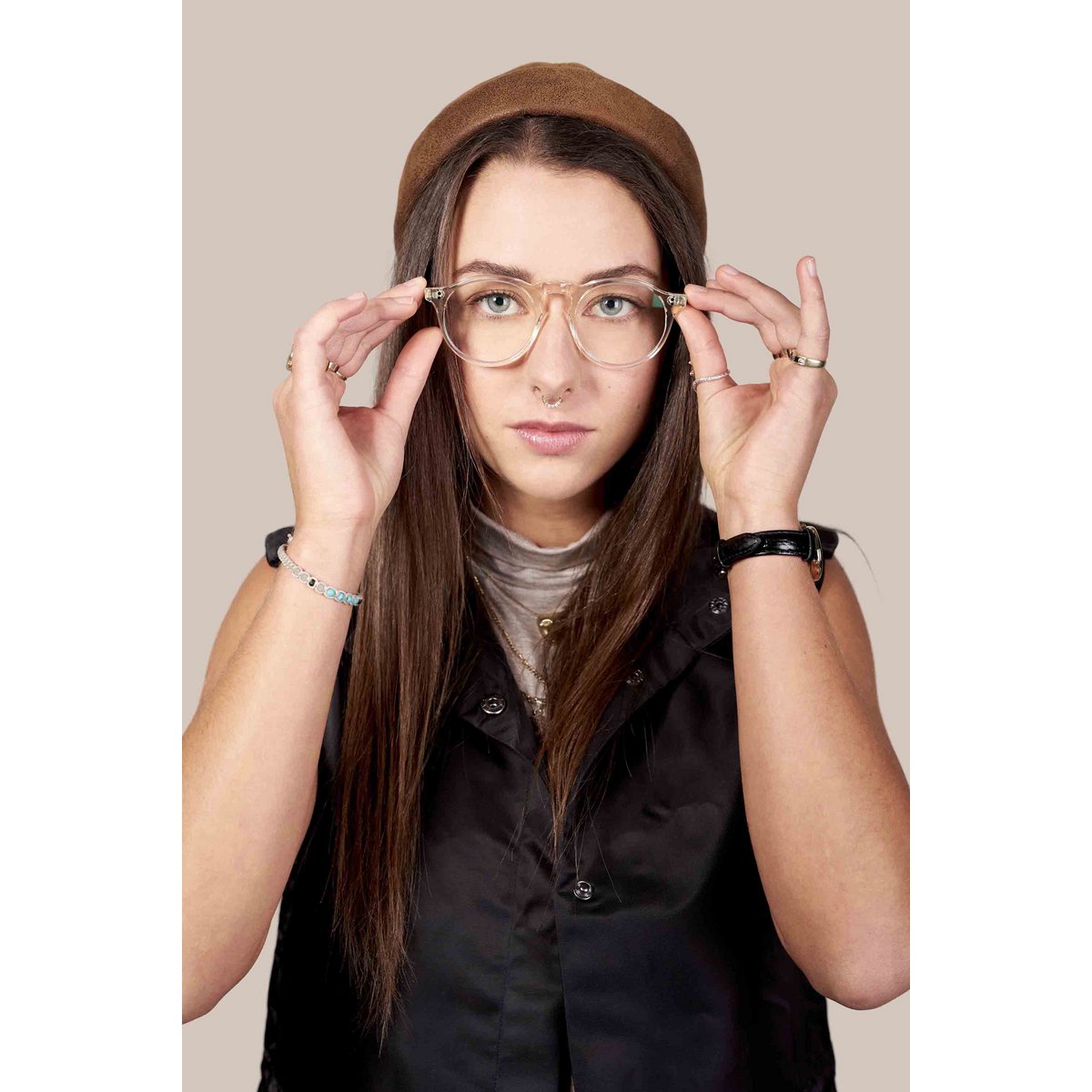 Henry model blue light blocking glasses, acetate frame, invisible color