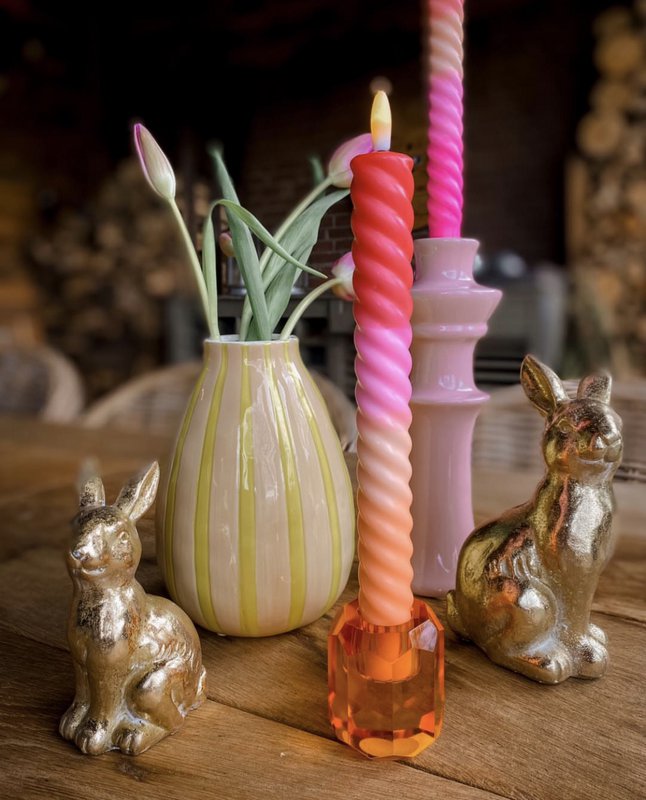 Candlestick Candle Holder Crystal Orange