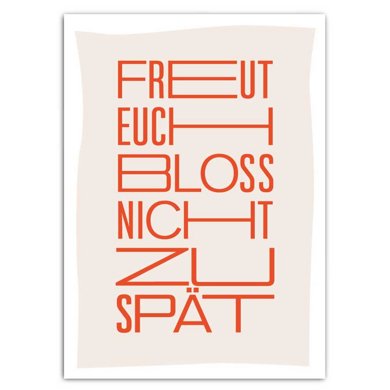 Don't be happy too late - postcard with neon print