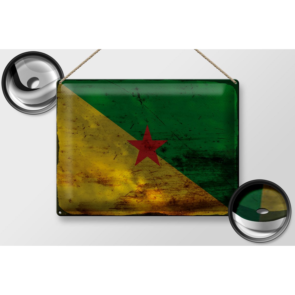 Tin Sign Flag French Guiana 40x30cm Flag Rust