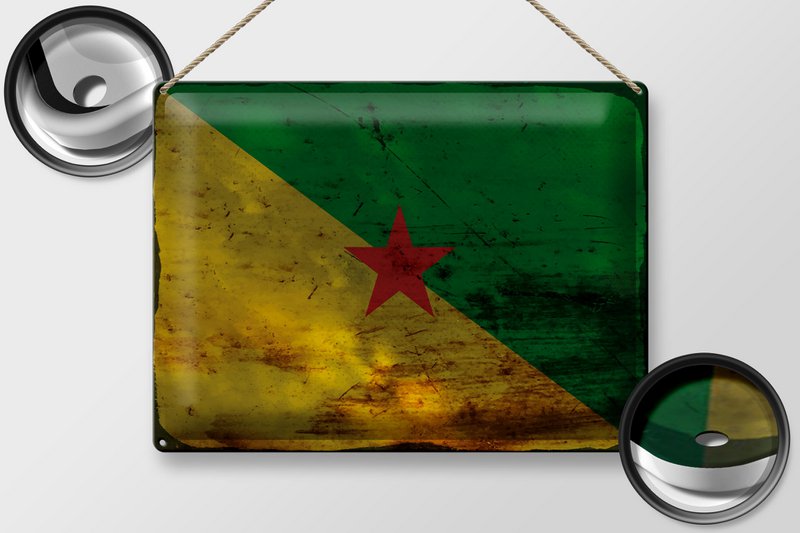 Tin Sign Flag French Guiana 40x30cm Flag Rust