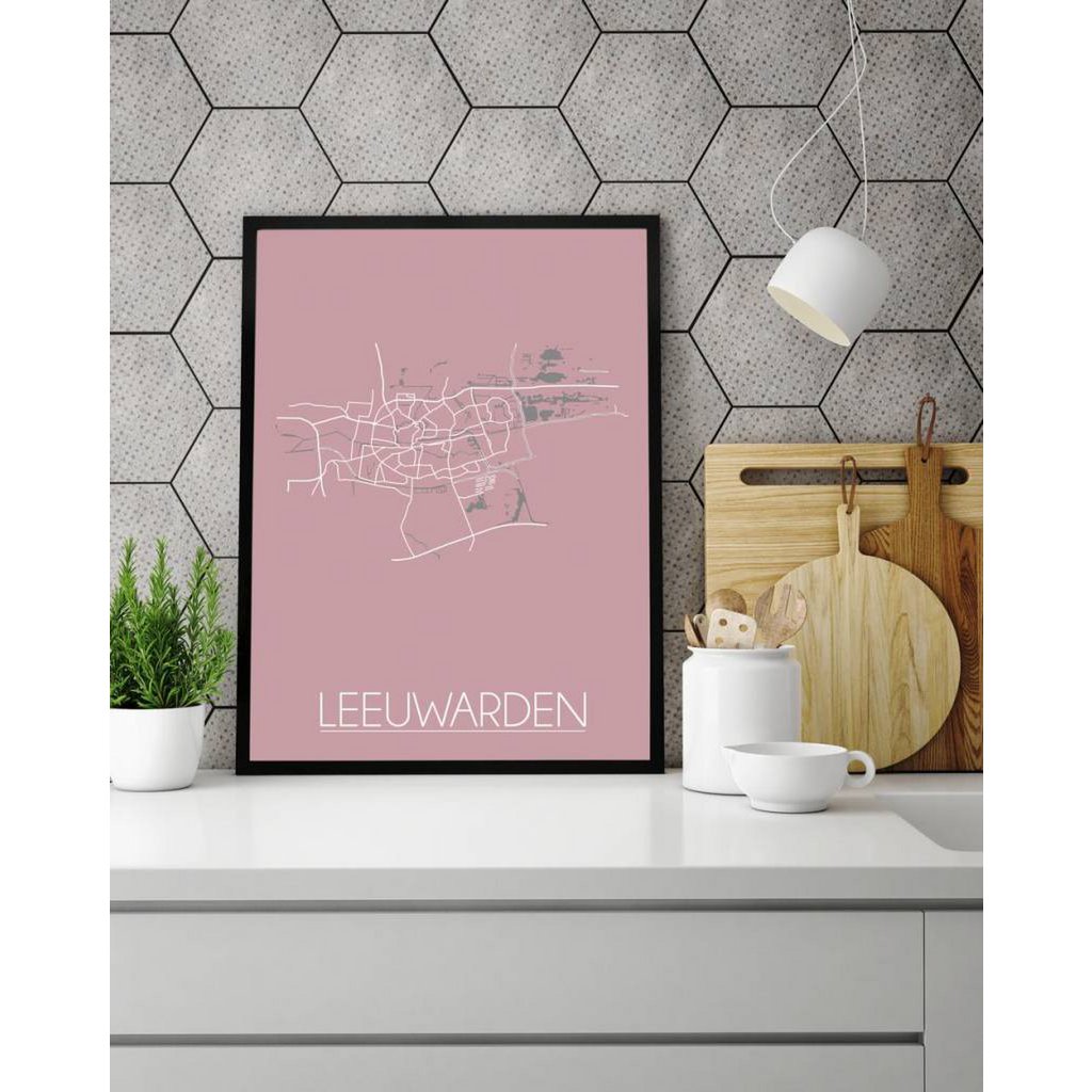 Leeuwarden Map poster Pink