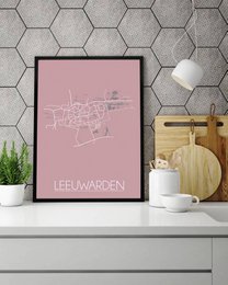 Leeuwarden Map poster Pink