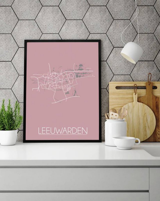 Leeuwarden Map poster Pink