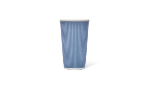 Porcelain cup LAP 450ml with silicon. grip rib Blue