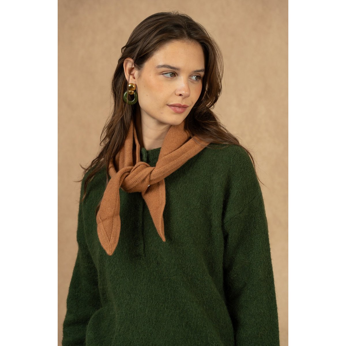 Foulard triangle uni 100% laine mérinos