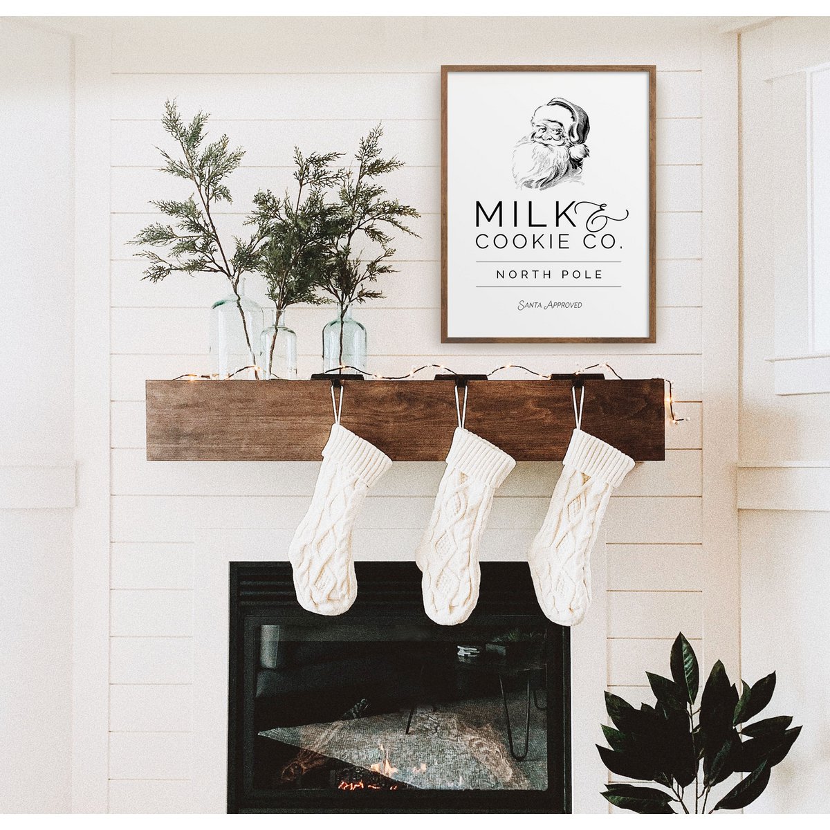 Vintage juleplakat, juleplakat Milk and cookies Co. Retro juleplakat
