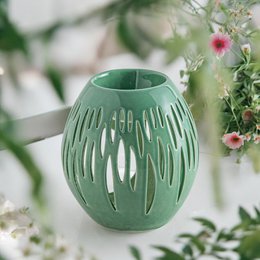 Kominek do perfum z serii Céramy – Ovali Olive – Lakierowany ceramiczny świecznik – Dyfuzja wosków zapachowych, olejków eterycznych – Dekoracyjny pomysł na prezent