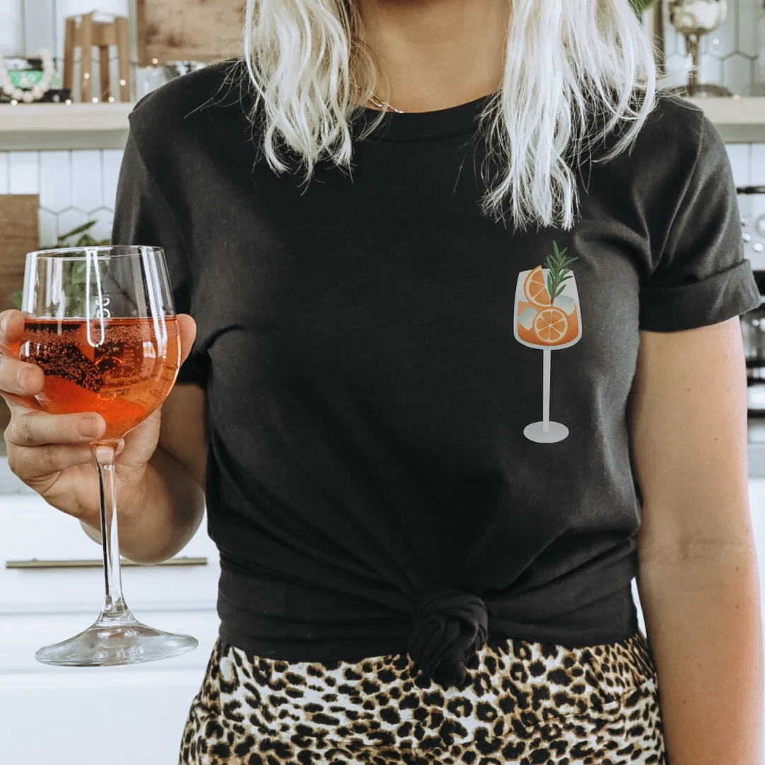 Camiseta Cocktail Spritz - ALGODÓN ORGÁNICO Camisa Sweet Aperol Regalo JGA