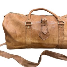 Handgefertigter Weekender aus marokkanischem Leder – große Reisetasche