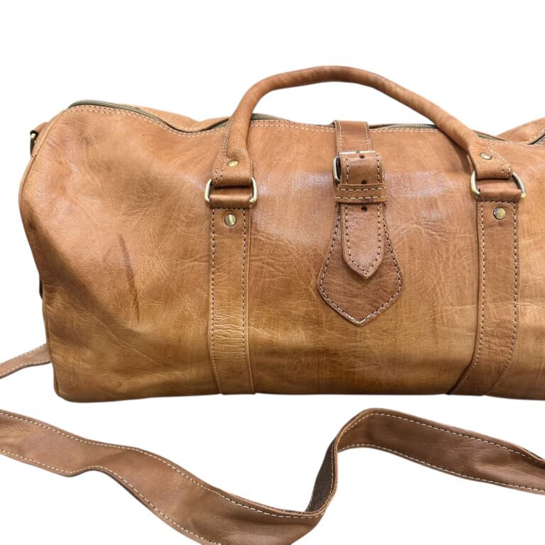 Handgefertigter Weekender aus marokkanischem Leder – große Reisetasche