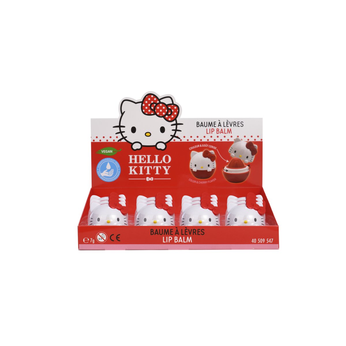 Hello Kitty, Baume à Lèvres, Soin des Lèvres, Parfumés, Goûts, Fraise, Hydratation, Enfants, Vegan, 7g, TAKE CARE