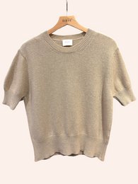 Pull col rond manches courtes en 50% cachemire et 22% laine