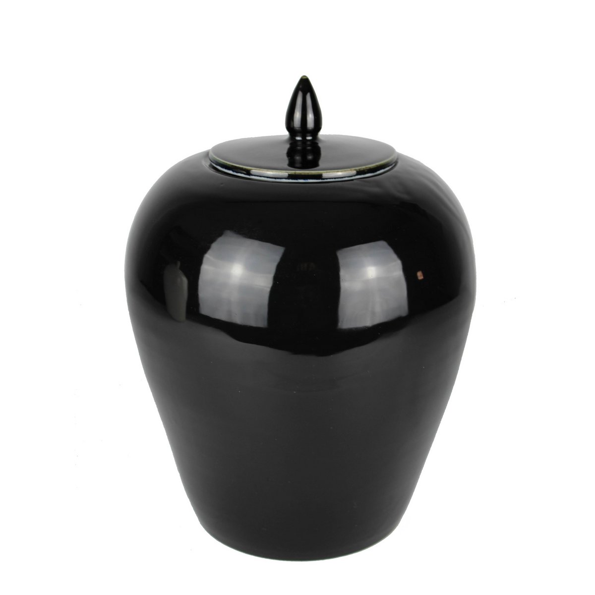 Lid vase ceramic black 29 cm