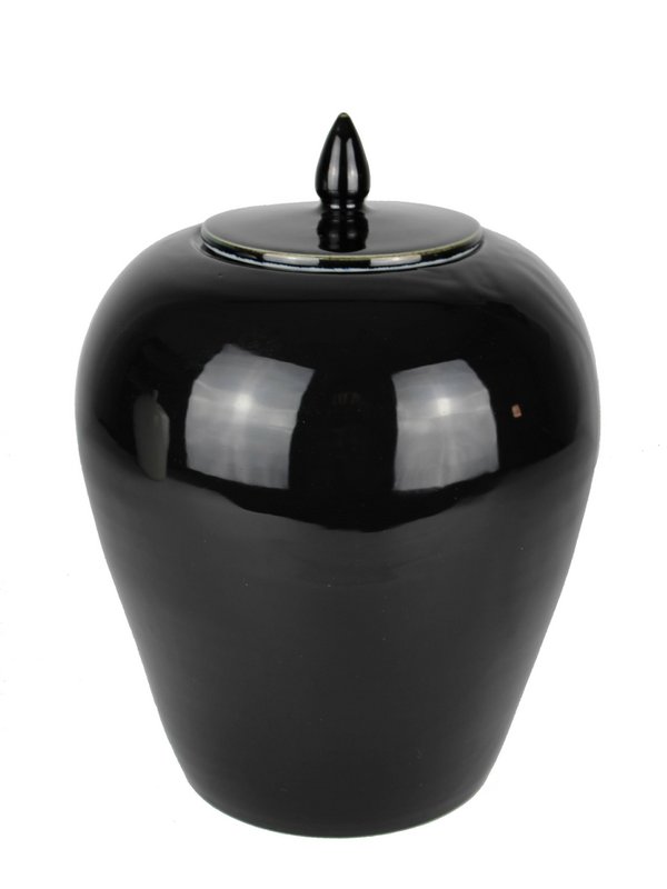 Lid vase ceramic black 29 cm