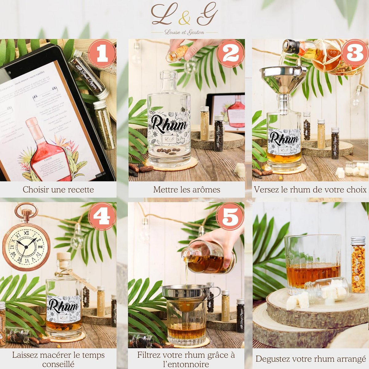 LOUISE & GASTON® Arranged rum preparation and infusion kit - Gift ideas - DIY gift box Surprise tasting - Christmas, Valentine's Day, holidays, birthday - Made in France - Quality ingredients