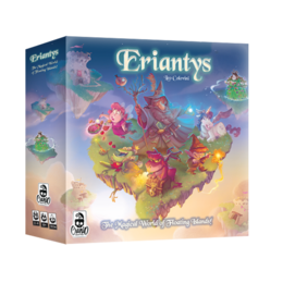 A fantasy-themed board game with colorful, whimsical artwork depicting various creatures and landscapes. The game appears to involve strategic gameplay on a modular board.