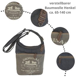 Sunsa women's shoulder bag. Canvas/canvas & leather hobo bag. Vintage retro style crossbody bag with lots of zippered compartments…