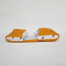 Diaper case Waffle Ocher Yellow / Feathers Black-White