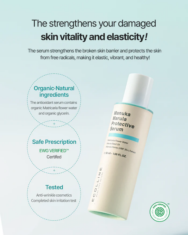 Suero barrera dermocosmético ECOLLINE Clean Beauty | Apoyo al microbioma con miel de Manuka y aceite de marula | Cuidado de la piel COREANO