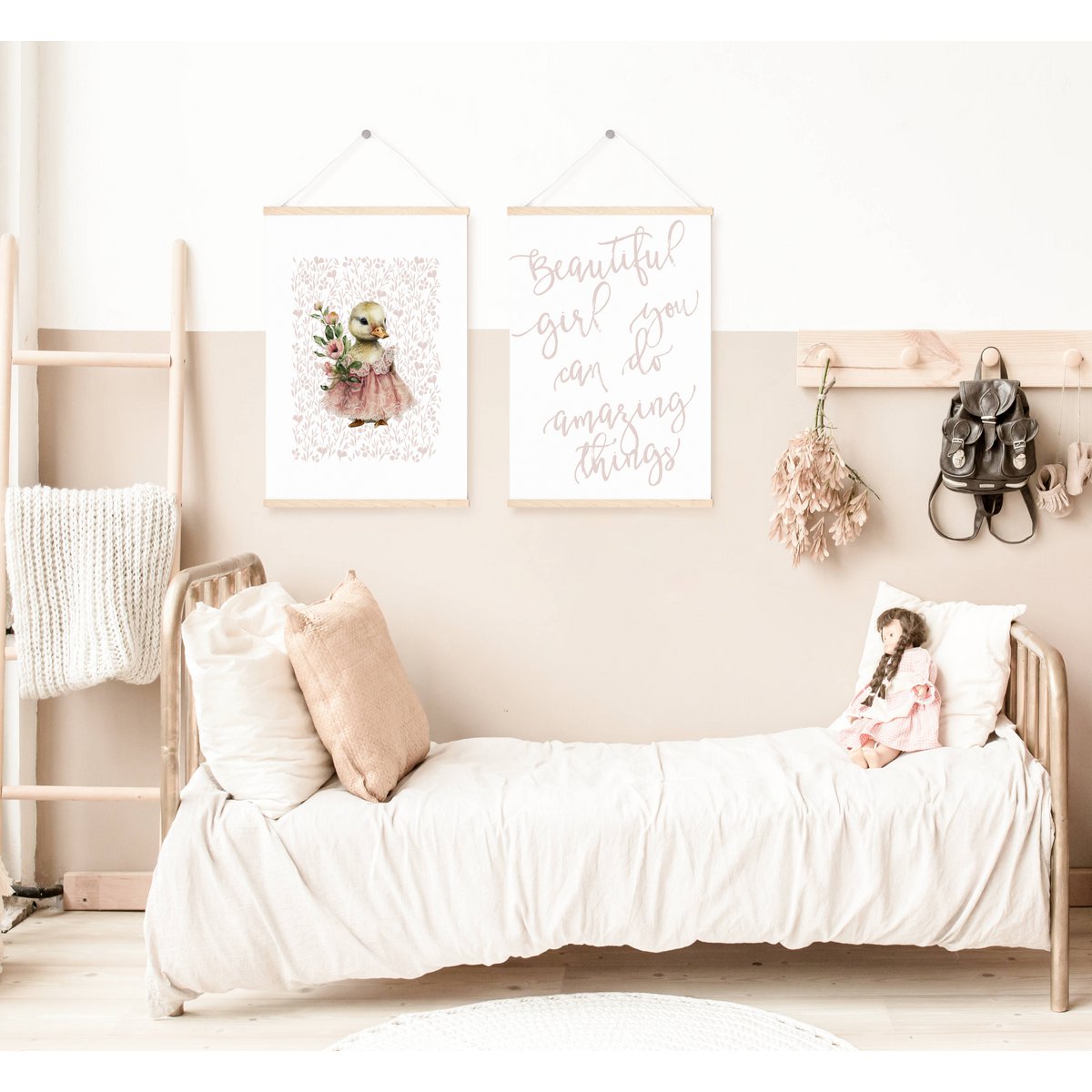Impression d'art de pépinière de canard, affiche de canard, affiche de canard de bébé, affiche rose de chambre de filles, copie mignonne de canard, impression d'art de pépinière de filles, décor de chambre de filles