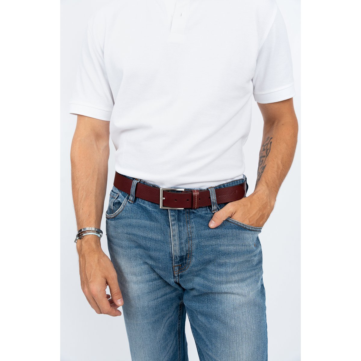 Belts for men OSVALD burgundy 40mm