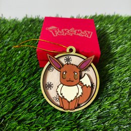 Set aus 9 hölzernen Pokémon-Weihnachtsornamenten, Evoli, buntes Geek-Geschenk, Weihnachtsbaumschmuck, Heimdekoration, umweltfreundliche Weihnachtsdekoration
