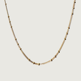 Gold-plated ballchain necklace with adjustable length options of 42cm, 45cm, and 50cm.