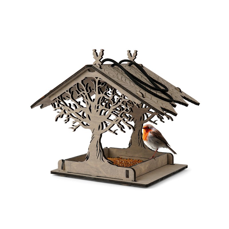 Hölzerne Vogelfutterleiter, minimalistischer Akzent für Garten, Hof und Terrasse