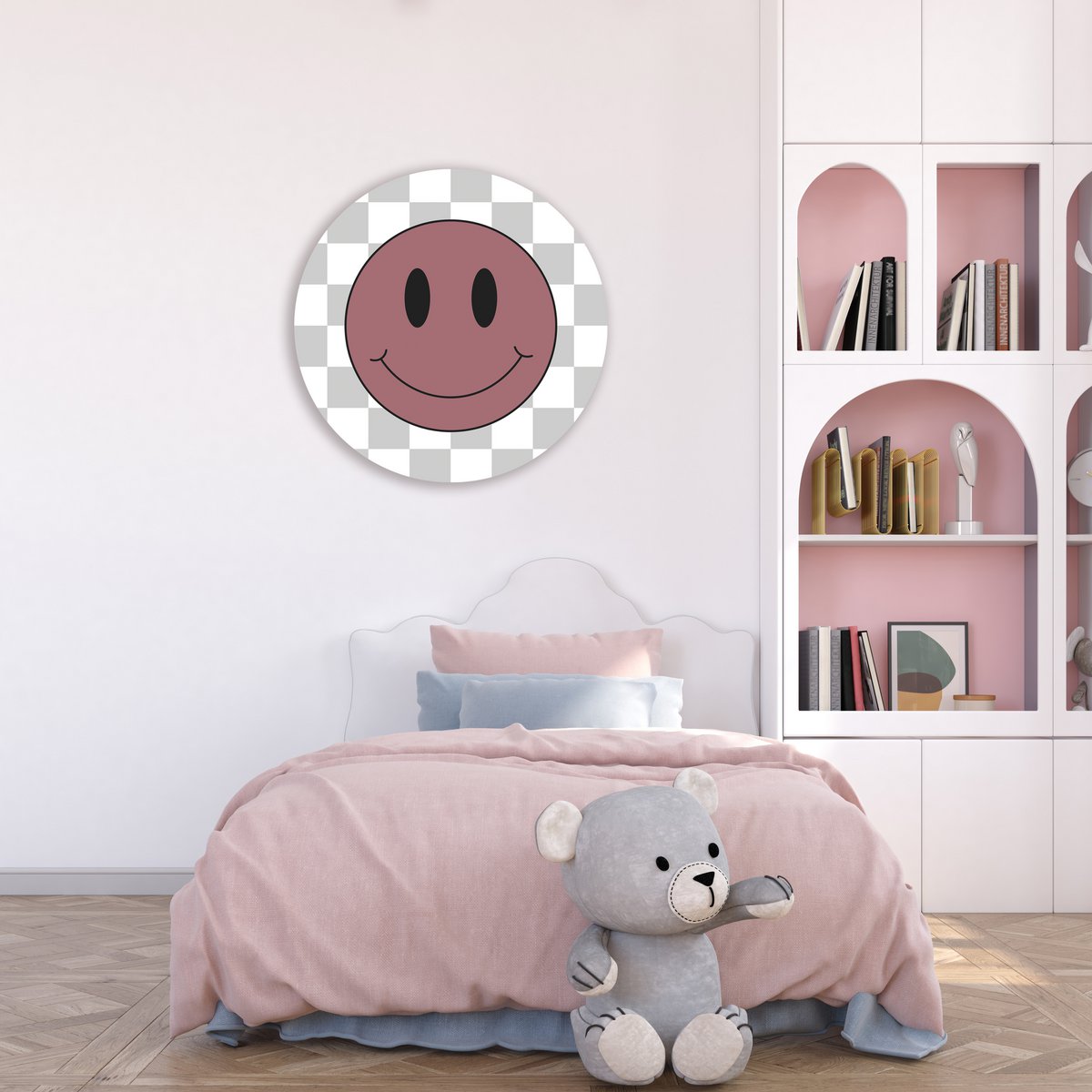 Cerchio da muro per bambini | Faccina rosa antico